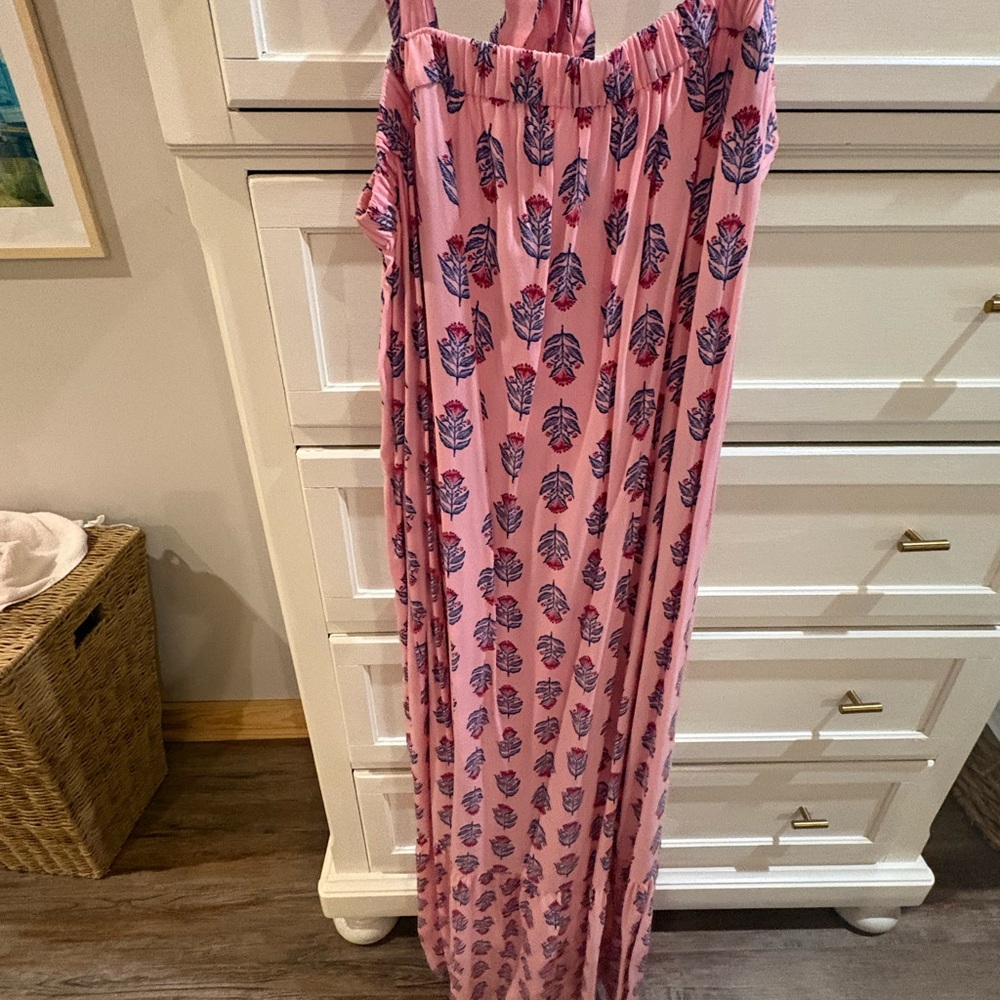 Anthropologie Vibes Pink Leaf Print Dress - Old Navy - Picture 6 of 9